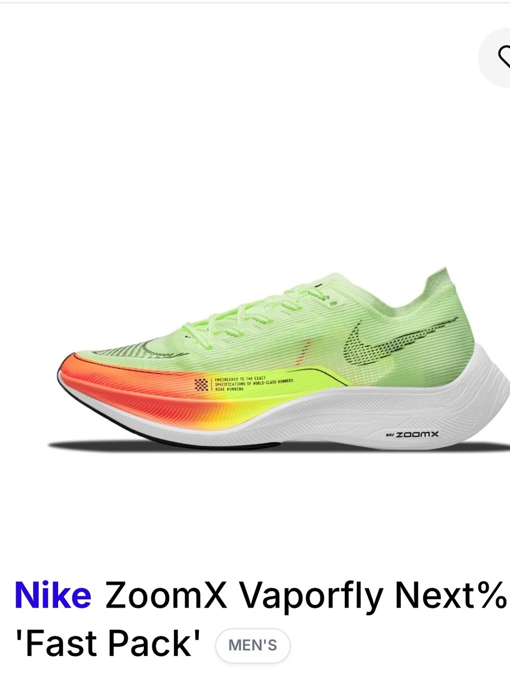 Nike Zoomx Vaporfly Next% 2 Volt Black Orange Cu4111-700 Mens Size 11